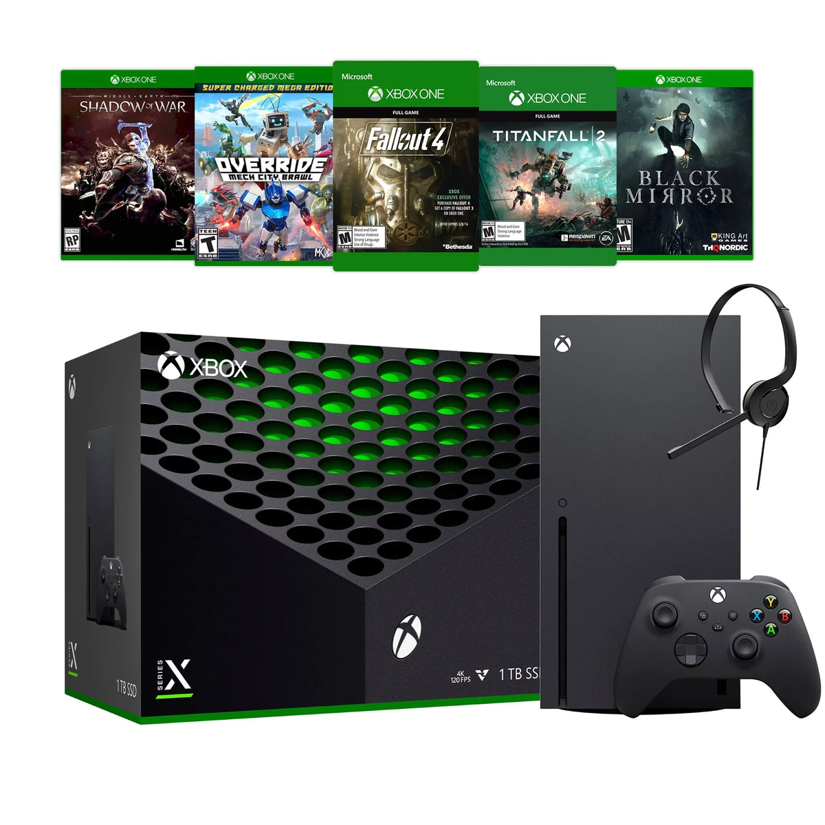 Microsoft Xbox Series X Deluxe Bundle - 1TB  Flagship Black Xbox X Console and Wireless Controller with Five Games and Xbox Chat Headset