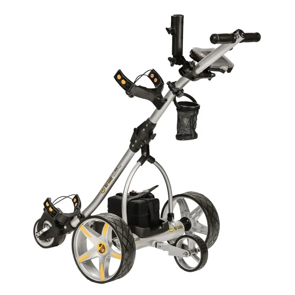 X3R Sealed Lead 18-Hole Battery Powered Golf Push Cart with Remote, Dual Motor, 9-Speeds and Reverse, Cruise Control, Anti-Tip Wheel, and Downhill Control, Titanium Silver