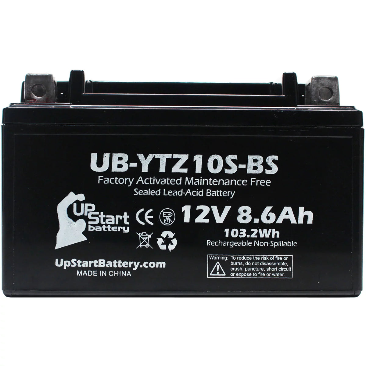 2-Pack UpStart Battery Replacement 2011 Yamaha -R1 1000CC Factory Activated, Maintenance Free, Motorcycle Battery - 12V, 8.6Ah, -YTZ10S-