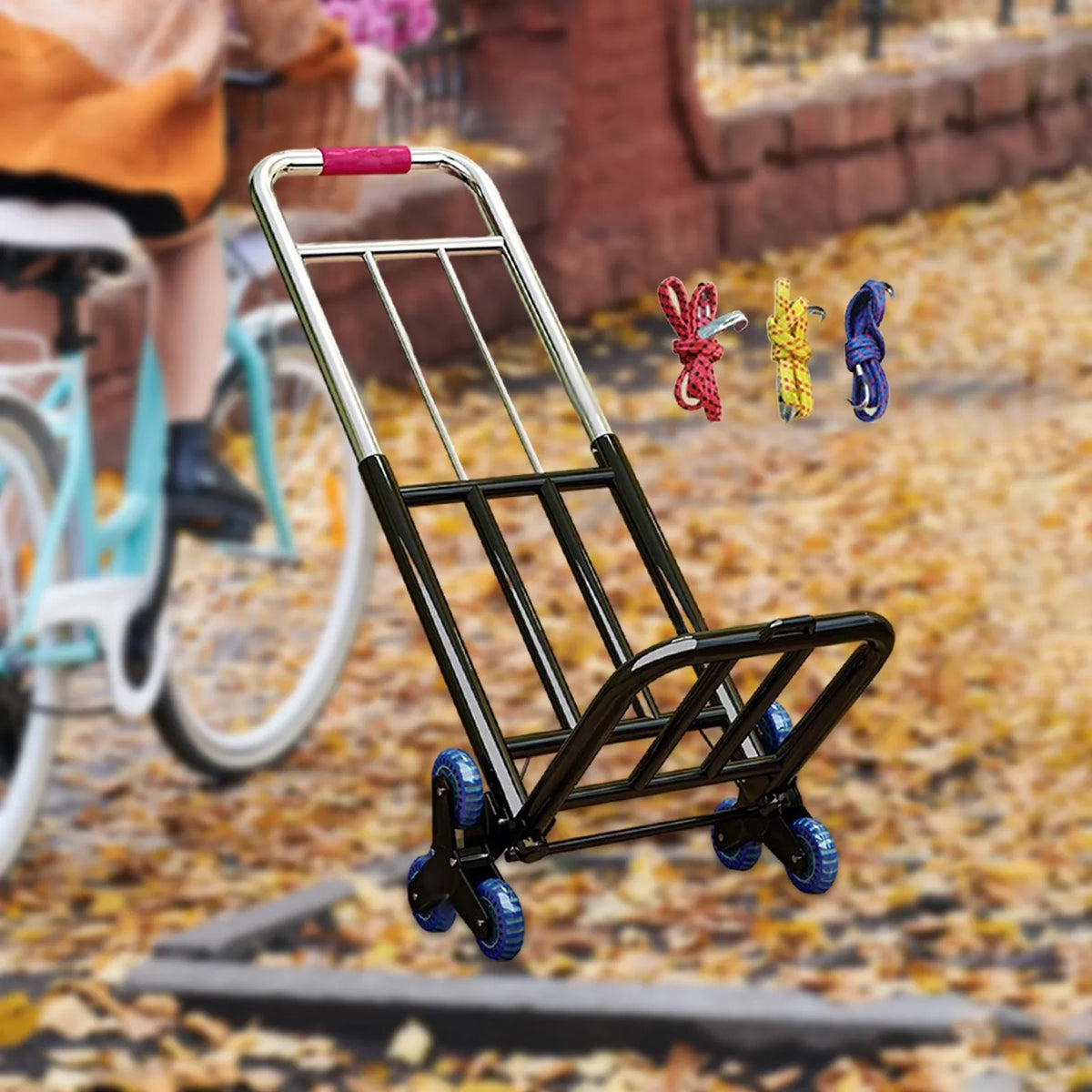 Foldable Hand Trolley Adjustable Handle Portable Adjustable Luggage Handcart for 28mm Diameter