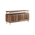 Mid-Century Modern Walnut Sideboard with Brass Accents