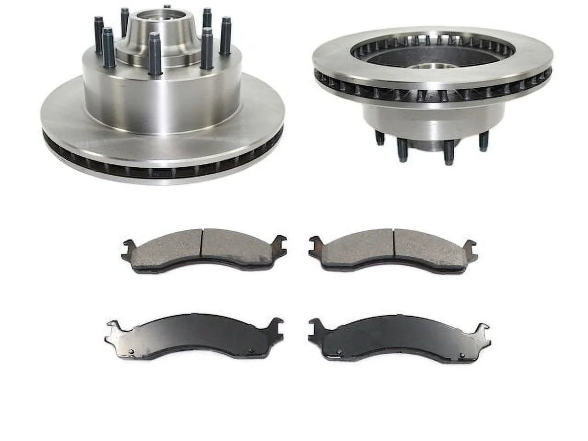 Front Ceramic Brake Pad and Rotor Kit - Compatible with 1999 - 2007 Ford E350 Super Duty 2000 2001 2002 2003 2004 2005 2006
