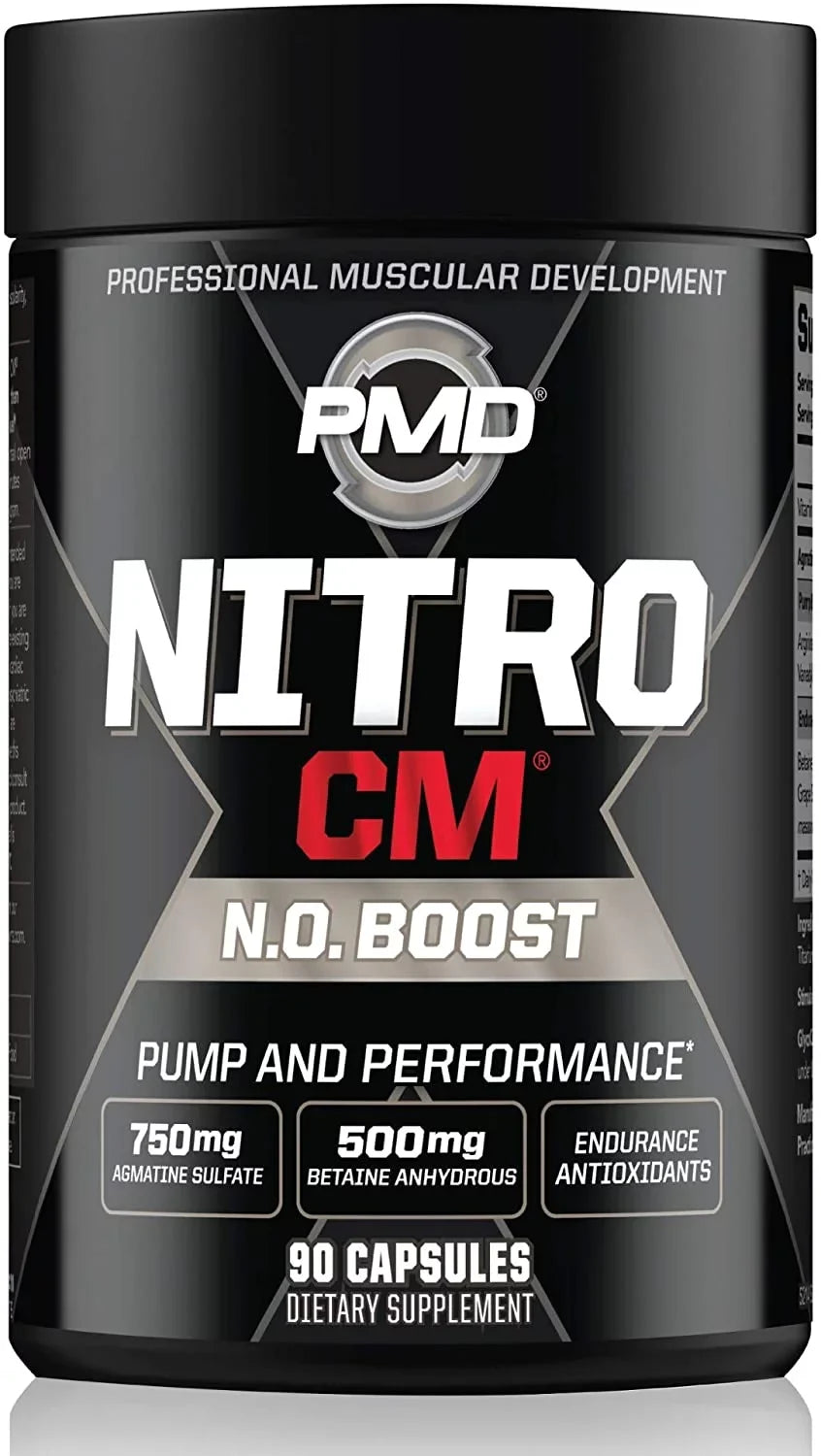 Sports Nitro cm - Nitric Oxide with Agmatine Pre Workout Supplement - Muscle Growth Pre-Workout with L Arginine - Endurance Boost for Hardcore Exercise, Training, and Bodybuilding - (90 Capsules)