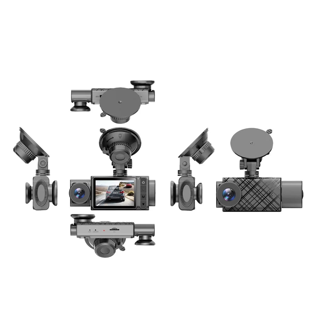 Nebublu 3 Cameras Dash Cam, Car Video Recording Camcorder, Auto Safety Driving Recorder