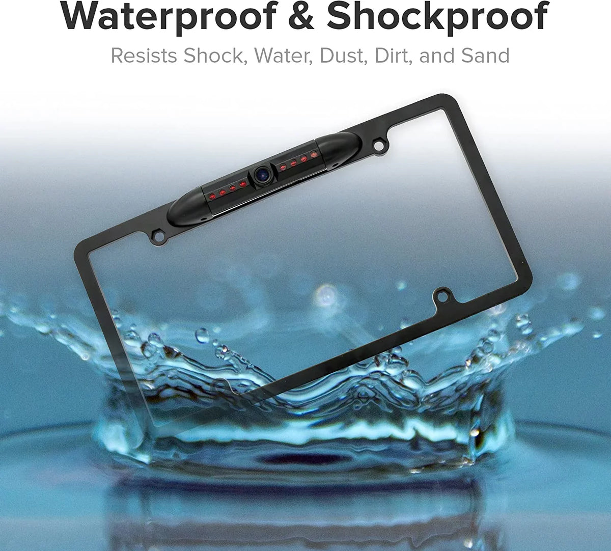 12V Car Front or Rearview Reverse View Backup Camera 8  Night Vision  License Plate Frame Black