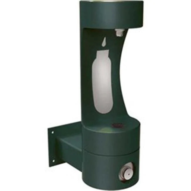 Single Level Wall-Mount Outdoor Pedestal Fountain with Water Refilling Station, Evergreen