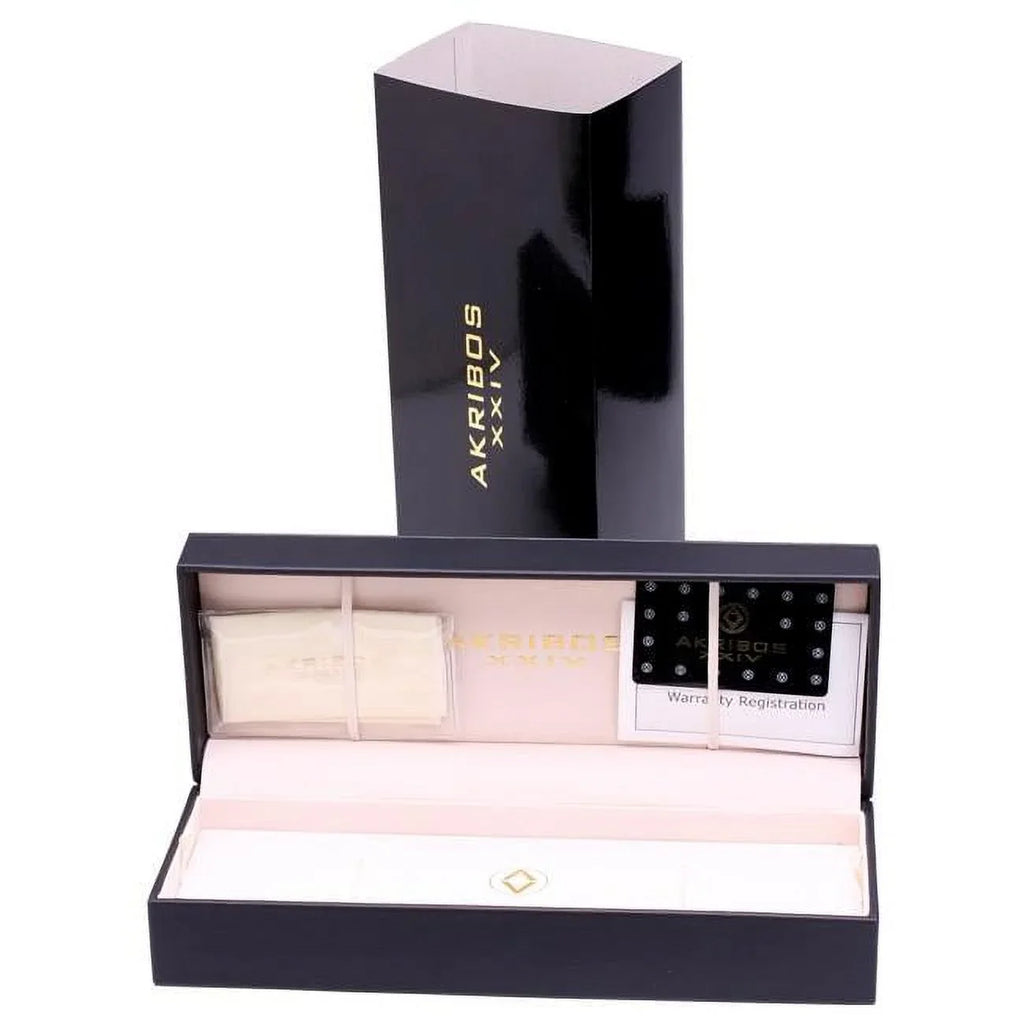 AK687YGW Swiss Quartz  Diamond Dial Satin Strap Womens Watch
