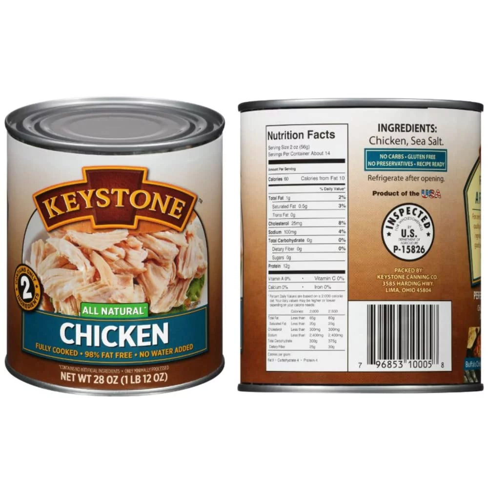 (6 Cans - 2 of Each) Keystone All Natural Beef, Chicken and Pork 28oz Cans Combo  Emergency Survival Ready to eat Long Shelf Life Camping Food