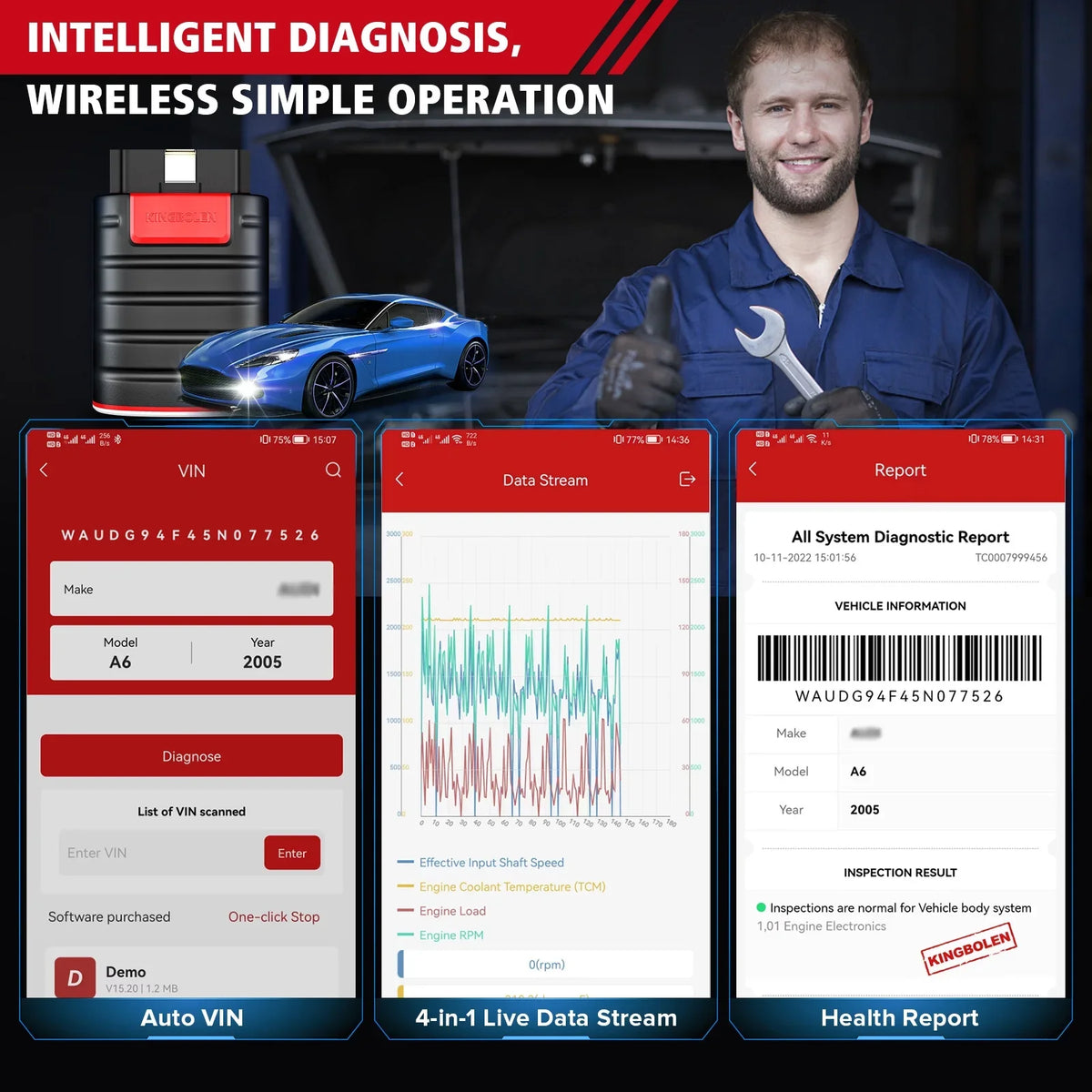 Ediag OBD2 Scanner Bluetooth for iPhone & Android, All Systems Bidirectional Diagnostic Tool with  Coding, 15+ Reset Functions, All Software 1 Year Free