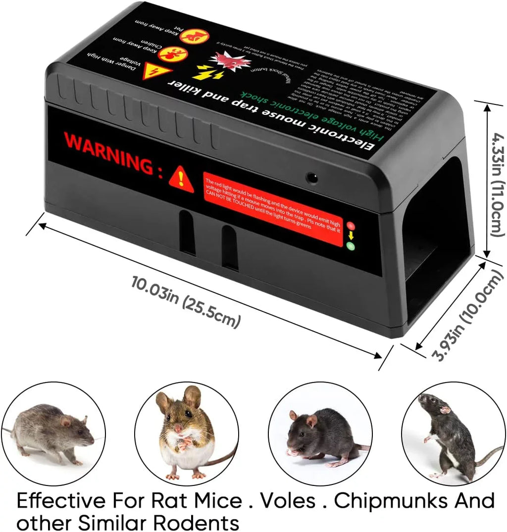 Electric Rat Trap with 8000V Humane Shock Chamber Mouse Killer Zapper for Homes Outdoor Indoor , Mice Chipmunks Squirrels