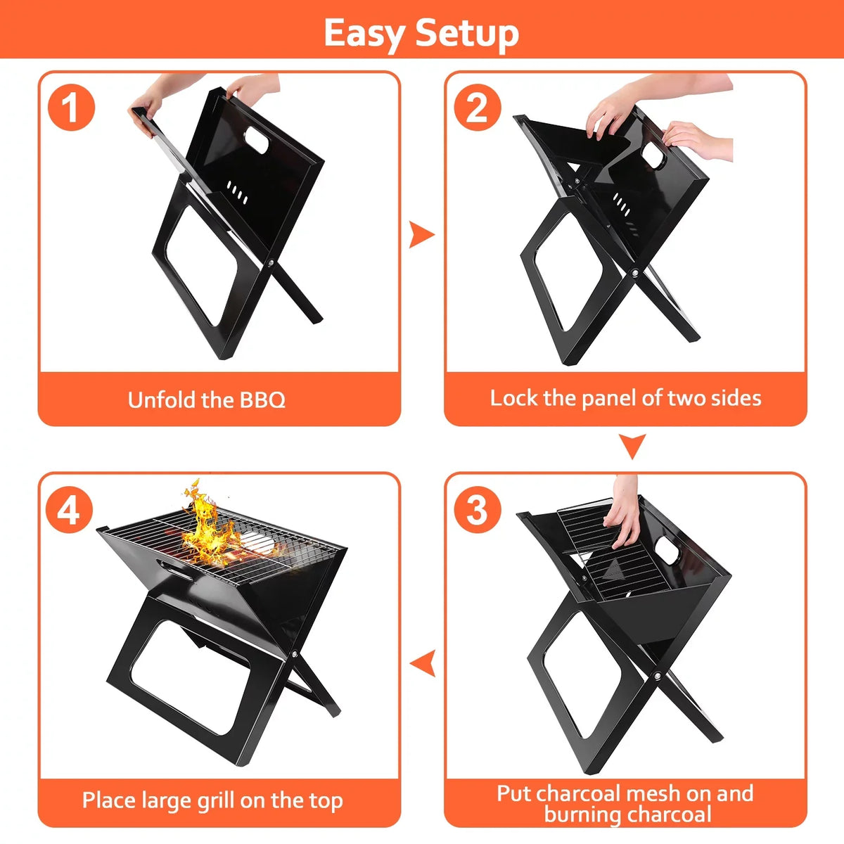 iMountek Portable  Barbecue Grill Foldable Charcoal Grill Camping Garden Outdoor Travel with 10Pcs  Steel