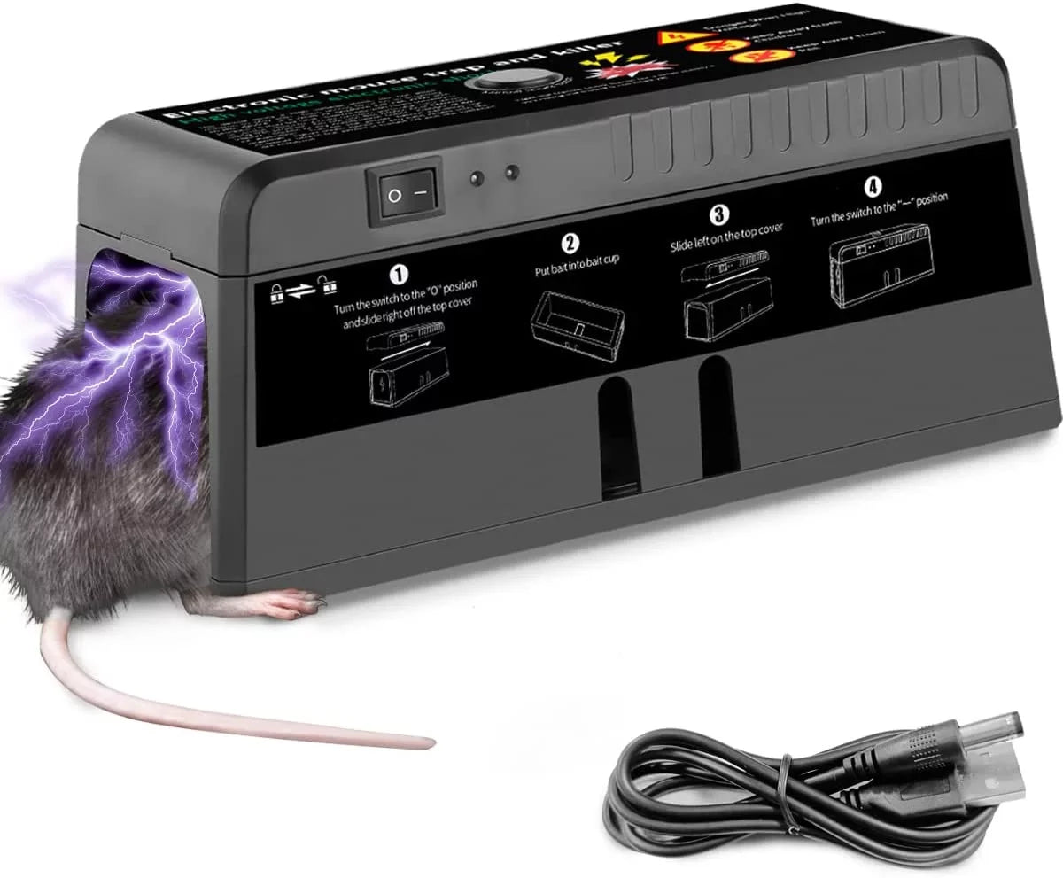 Electric Rat Trap with 8000V Humane Shock Chamber Mouse Killer Zapper for Homes Outdoor Indoor , Mice Chipmunks Squirrels