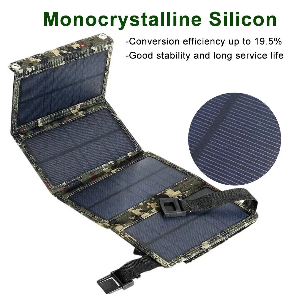 80W  Solar Panel Folding Power Bank Outdoor Camping Hiking Phone Charger