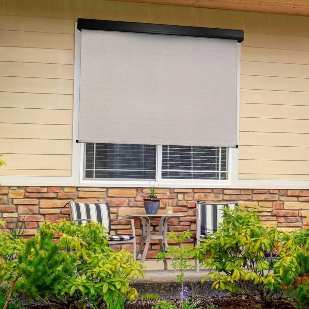 Keystone Fabrics Motorized  Outdoor Patio Sun Shade 10ft Wide (Dark Brown)