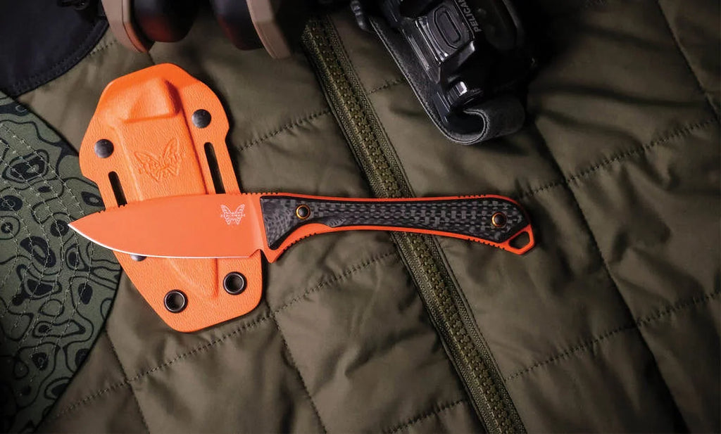 Benchmade Altitude 3.08" Fixed Blade Carbon Fiber Handle Orange Cerakote -S90V 15201OR Knife