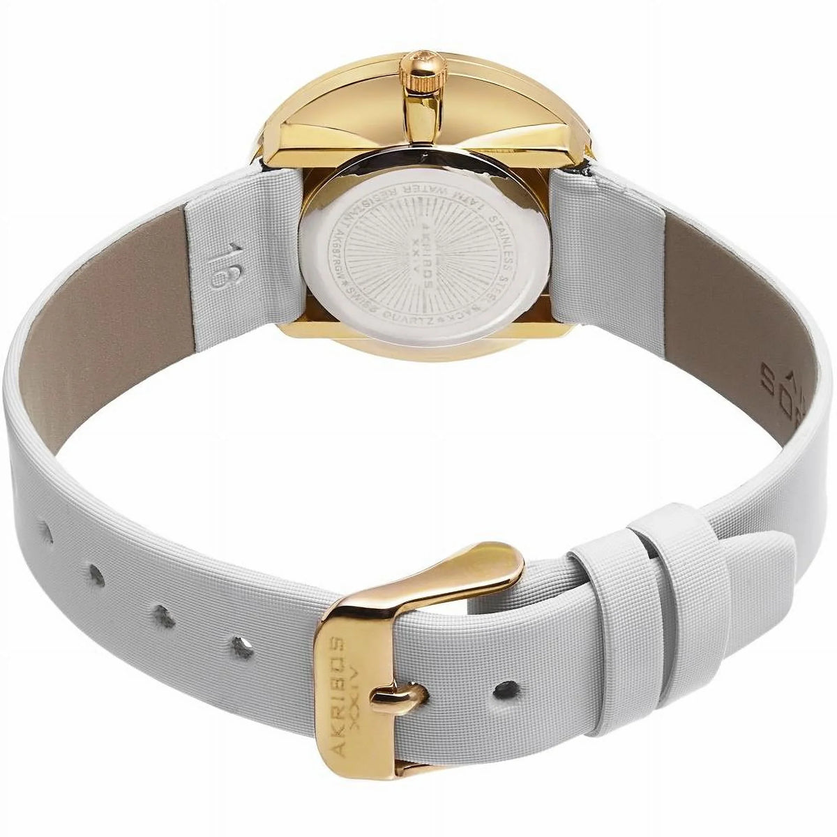 AK687YGW Swiss Quartz  Diamond Dial Satin Strap Womens Watch