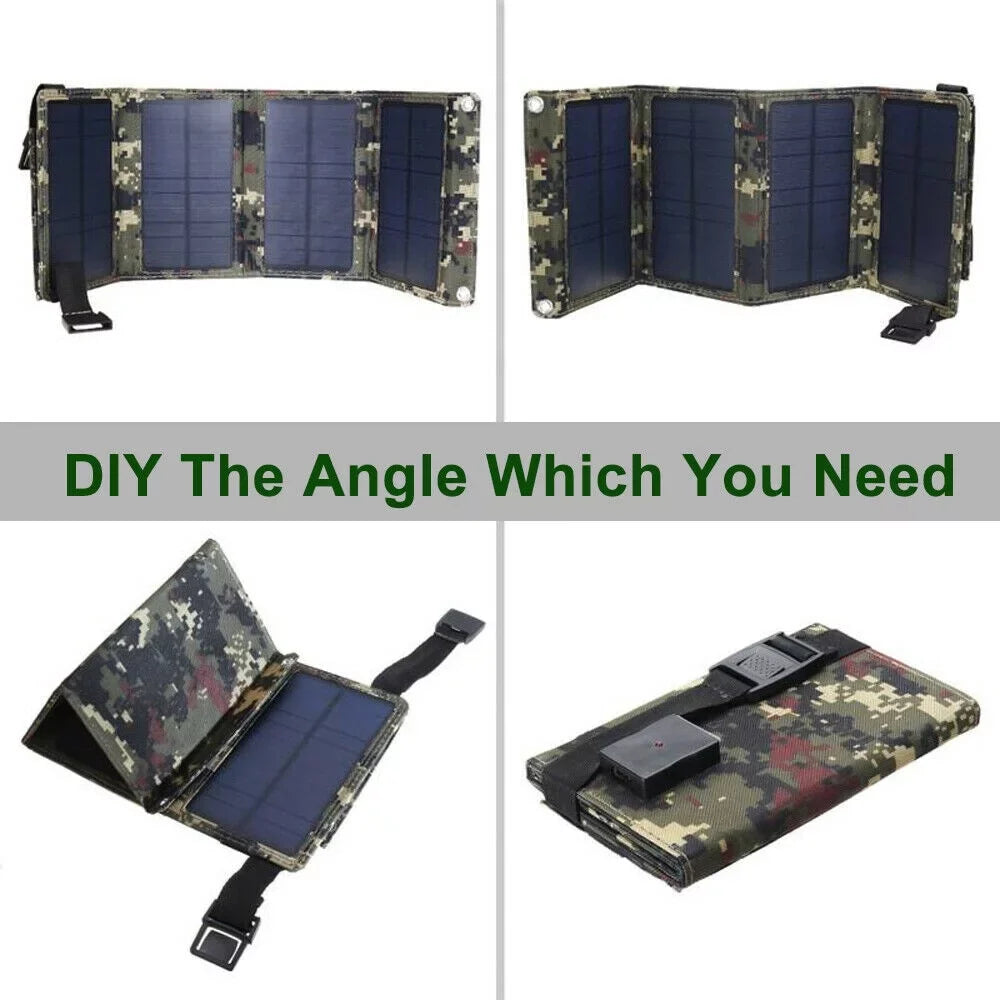 80W  Solar Panel Folding Power Bank Outdoor Camping Hiking Phone Charger