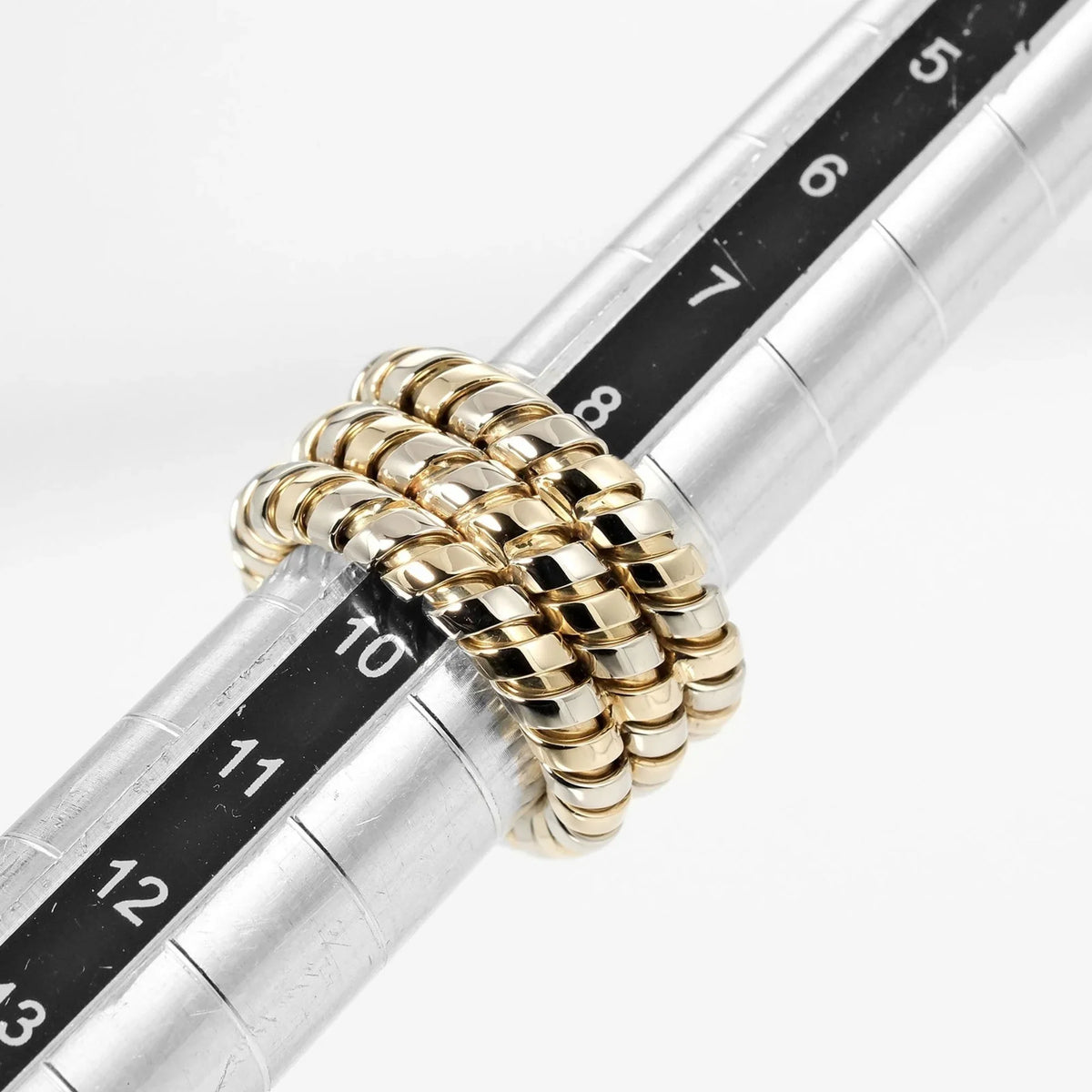 Pre-Owned Bulgari  Tubogas 3-row No. 9 Ring 14.53g K18   Yellow Gold White (Good)