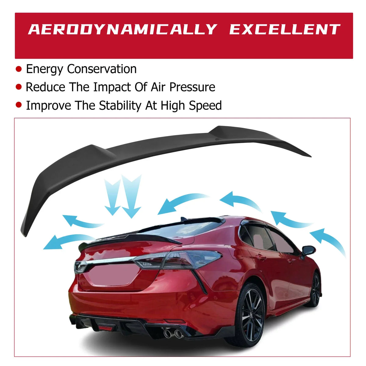 Kojem Rear Trunk Spoiler Lid Wing for 2018-2021 Toyota Camry     M4 Style 19 20 Glossy Black