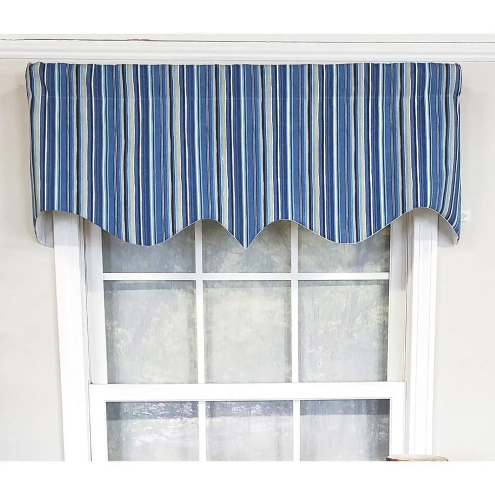 Home Modern Design Classic Beach Stripe Regal Style Window Valance 50" x 17" Blue