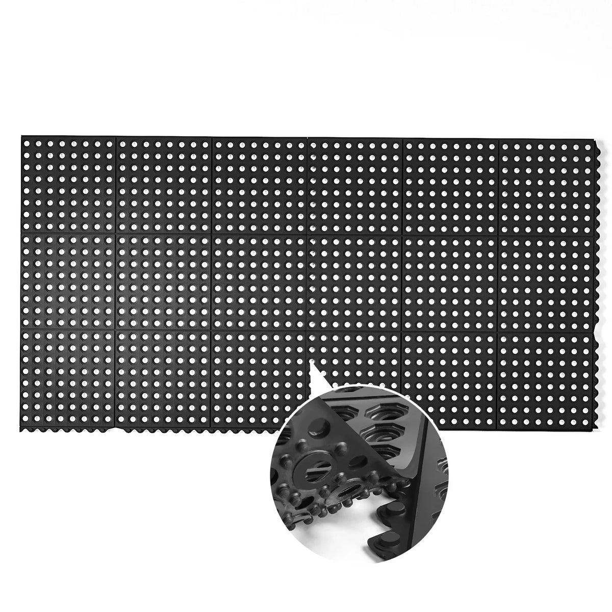36 x 36 in. 2-Pack Interlocking Rubber Floor Mat for Restaurant Kitchen Bar Garage Anti Fatigue Flooring, Non-Slip Outdoor Shower Pool Drainage Mat