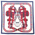 Pre-Owned  Gavroche Carre 45 Brides de Gala Tartan Scarf Muffler Silk White Women's N3123233 (Good)