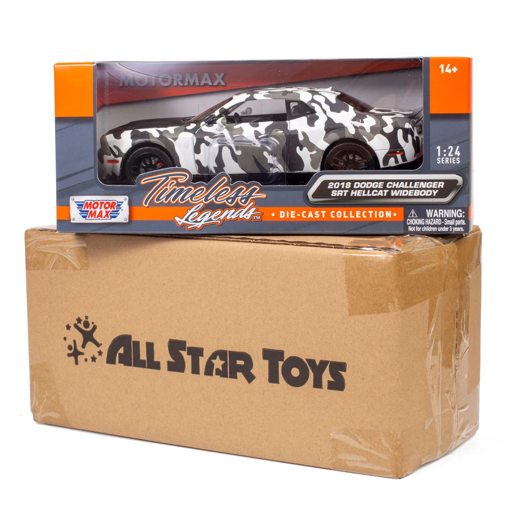 All Star Toys Exclusive 2018 Dodge Challenger  Hellcat Widebody Camouflage 1/24 Diecast Model Car by Motormax 79350 Camo