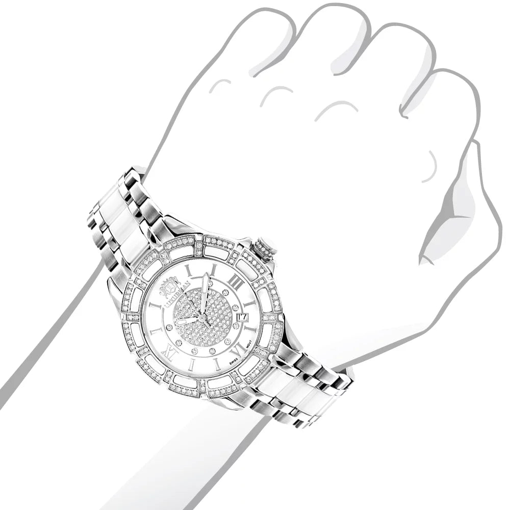 Ladies Diamond Ceramic Watch 1.25ct White  Galaxy