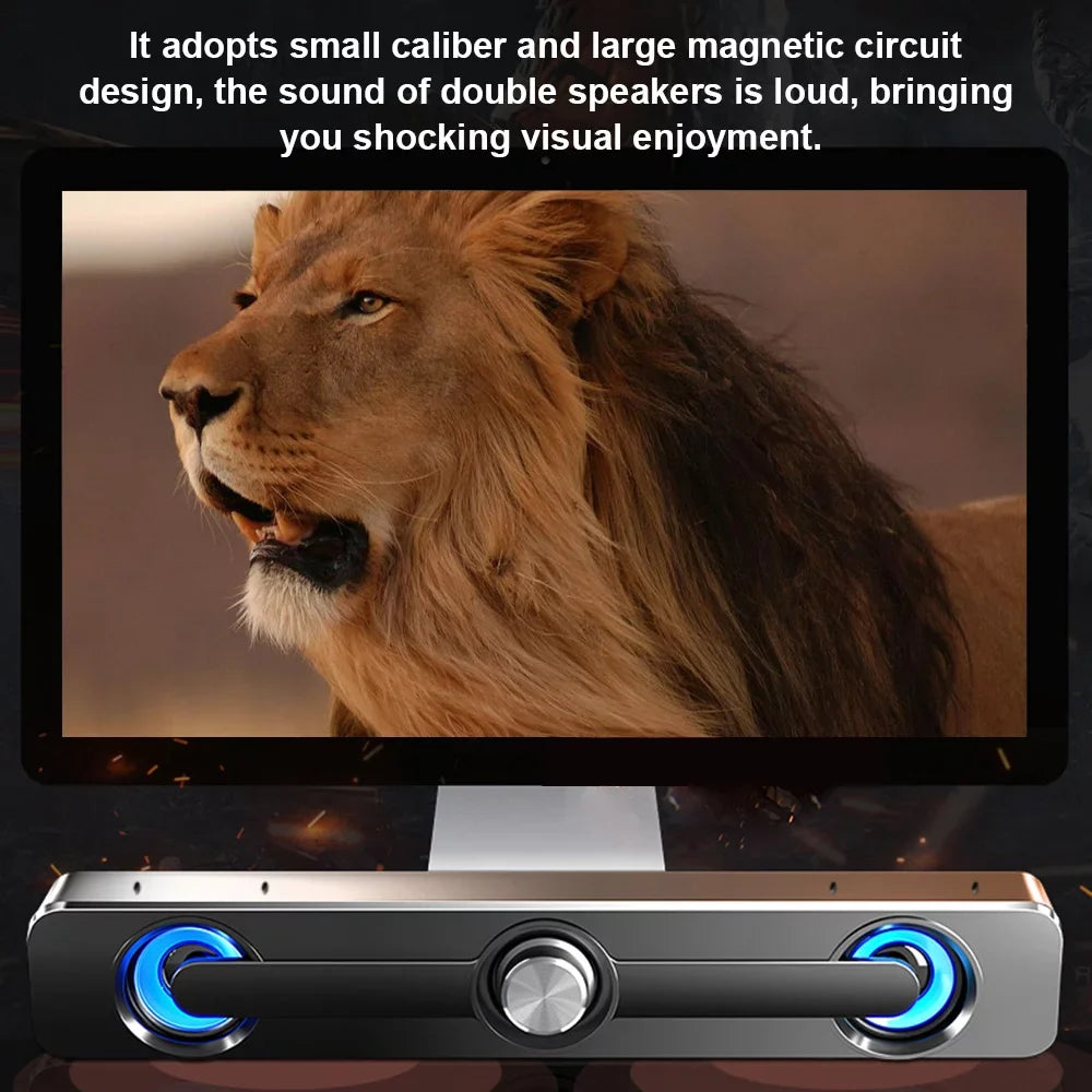 Carevas V-111 Computer Speaker  Wired Powerful Bar Stereo Subwoofer Bass Speaker Surround Sound Box for  Laptop Phone Tablet MP3 MP4