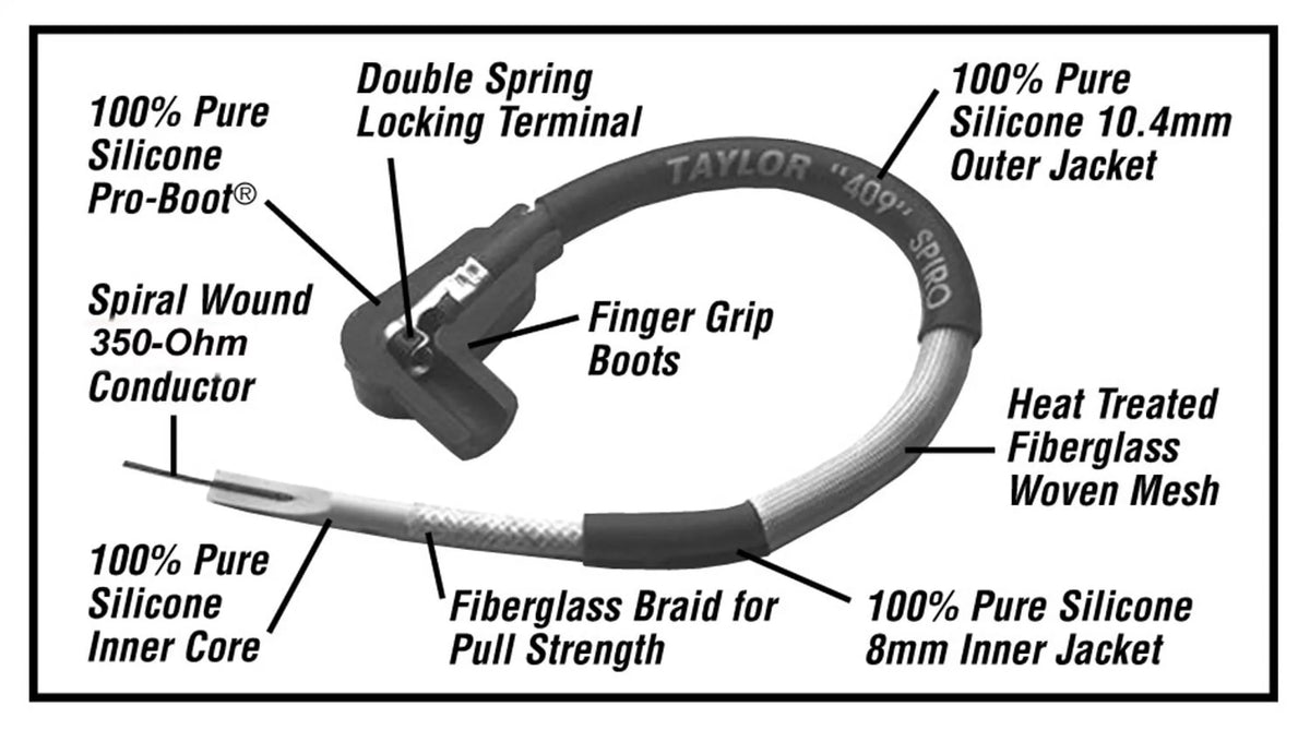 Taylor Cable 79261 409 Spiro Pro 10.4Mm Ignition Wire Set Fits Camaro Fits/For Fits select: 2015-2018   K1500 , 2014   K1500