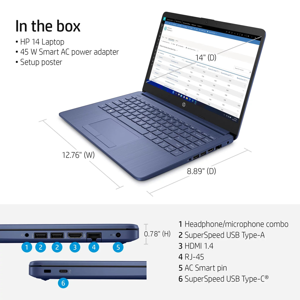 Restored  14-cf2111wm Stream 14"  Celeron N4120 1.1GHz Intel  Graphics 600 4GB  64GB  Win 11 Home Blue (Refurbished)