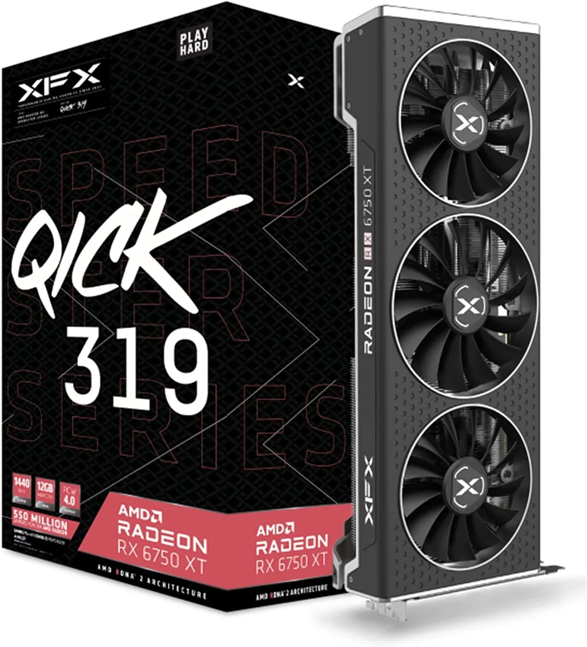 Speedster QICK319 Radeon  6750XT  Gaming Graphics Card with 12GB GDDR6  3xDP,   2 -675XYJFDP