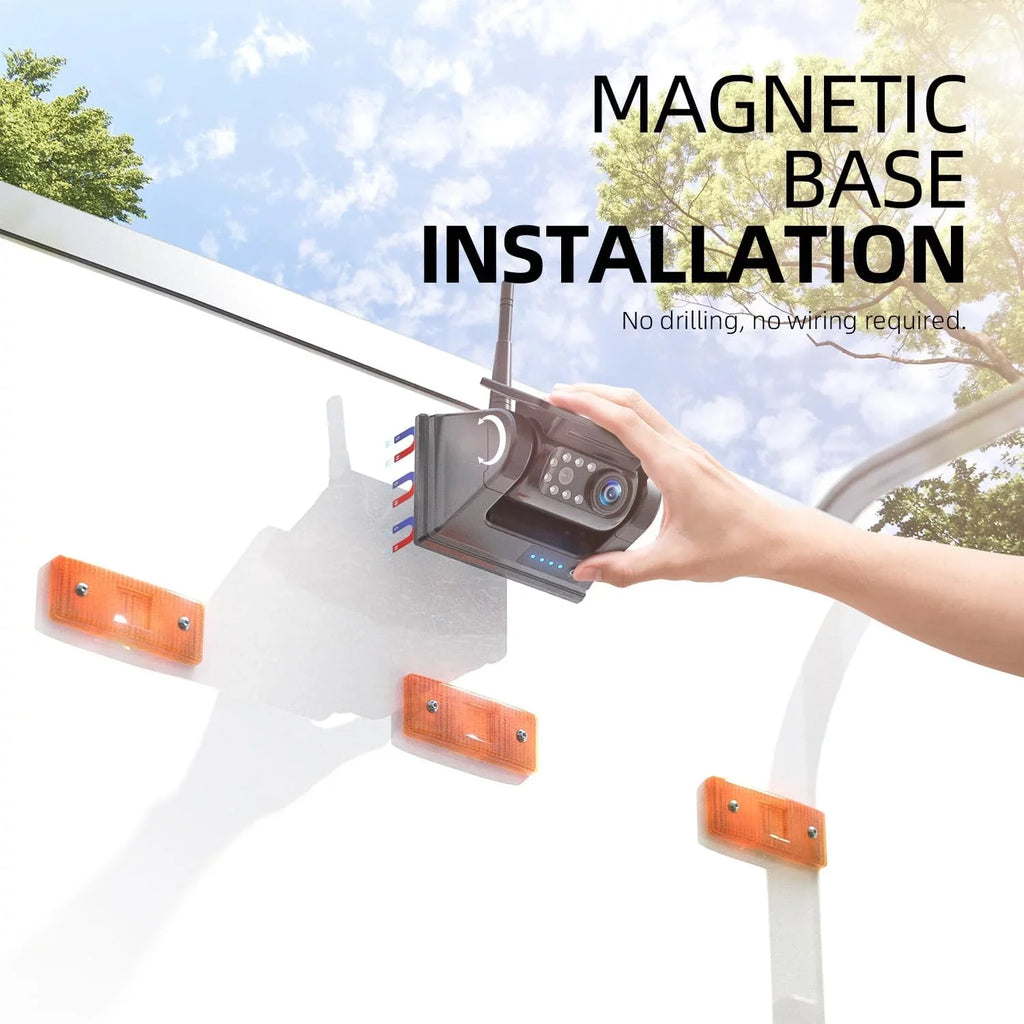 eRapta Magnetic Solar Wireless Backup Camera 5'' Monitor  1080P Waterproof No Drilling 1 Min  Installation X5