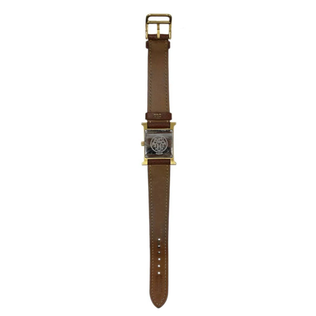 Pre-Owned  Hermes H Watch Ladies Quartz Gold x Brown Dial: White HH1.201 □G (Good)