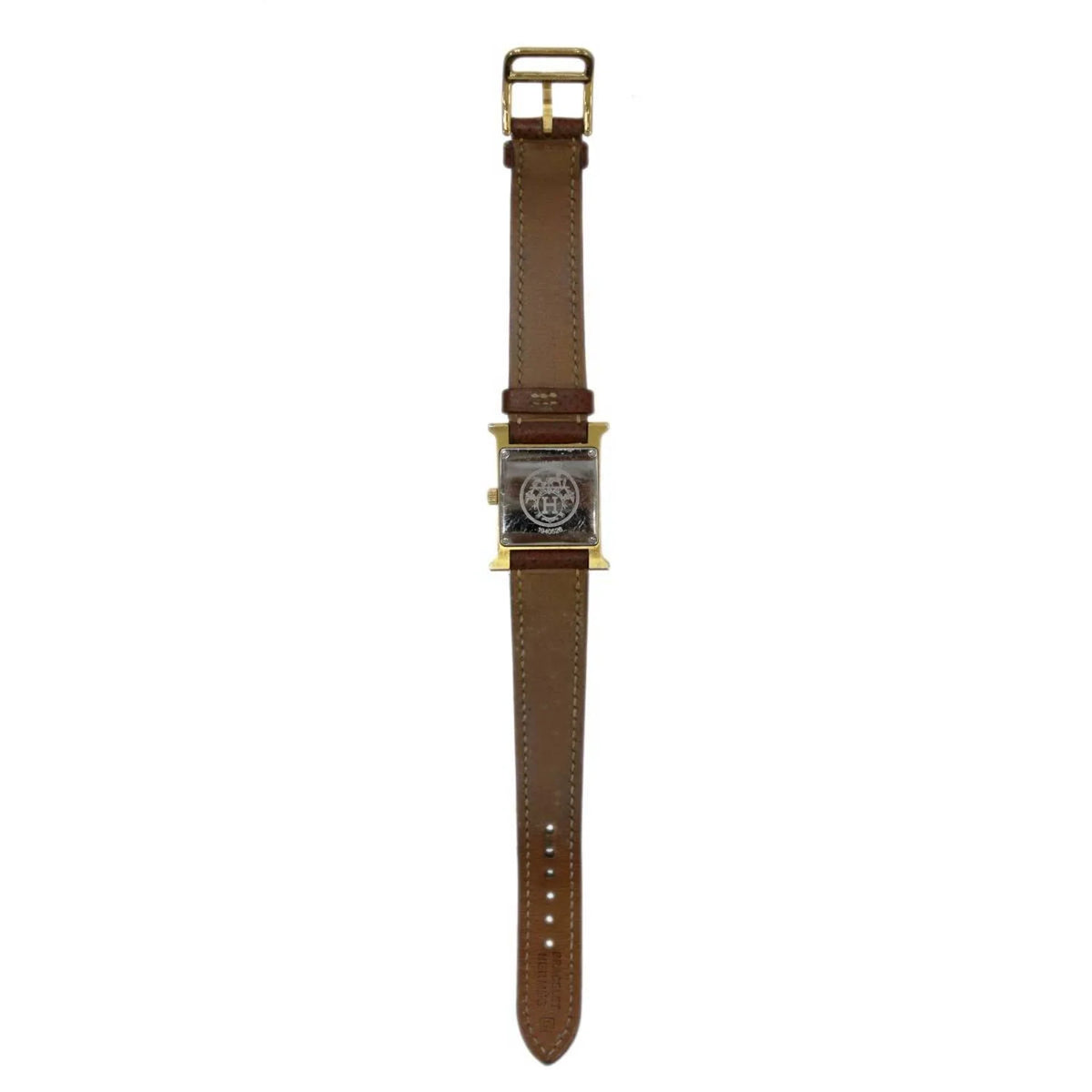 Pre-Owned  Hermes H Watch Ladies Quartz Gold x Brown Dial: White HH1.201 □G (Good)