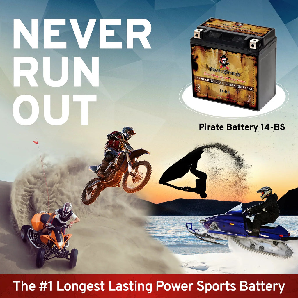 Pirate Battery YTX14- (14- 12 Volt,12 Ah, 200 ) Motorcycle Battery for Honda 1100cc Vt1100c, C3, T Shadow (spirit, Aero, A. C. E. Tourer) 2005