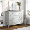 Denhour   Transitional 34-inch Wide 3-Drawer Neutral Youth Dresser by  White Marble