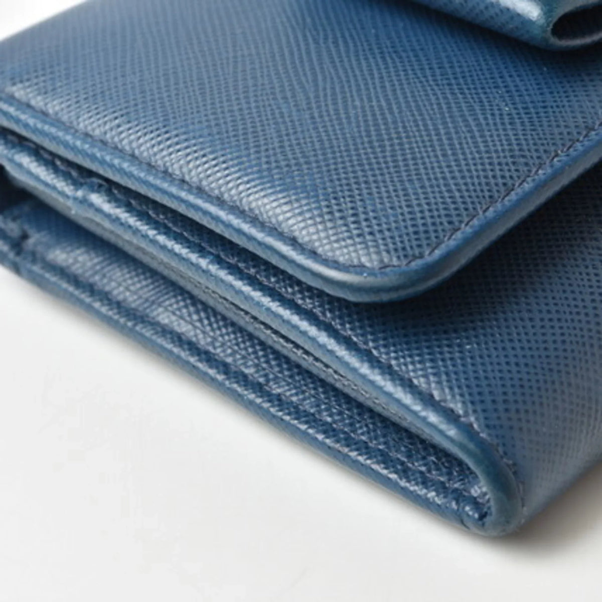 Pre-Owned Prada wallet  long 1MH132  blue   embossed leather (Good)