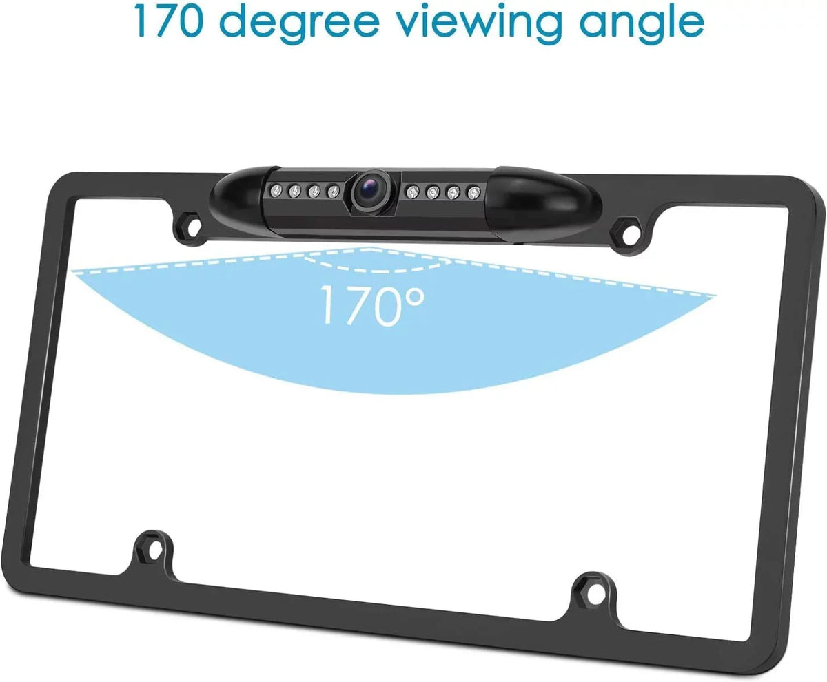 12V Car Front or Rearview Reverse View Backup Camera 8  Night Vision  License Plate Frame Black
