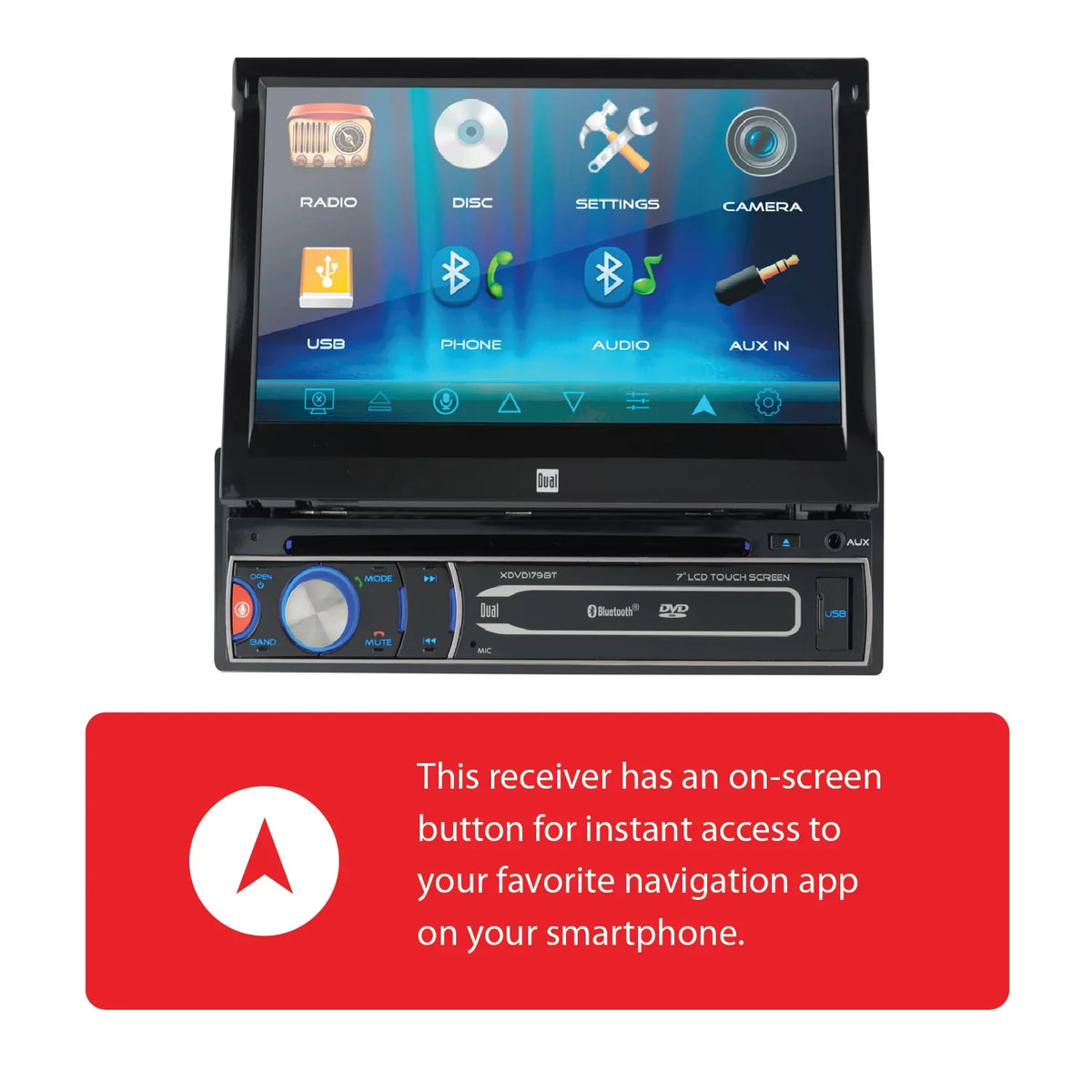 Dual Electronics XDVD179BT 7 inch Single  Car Stereo, Motorized Touch Screen, /, New