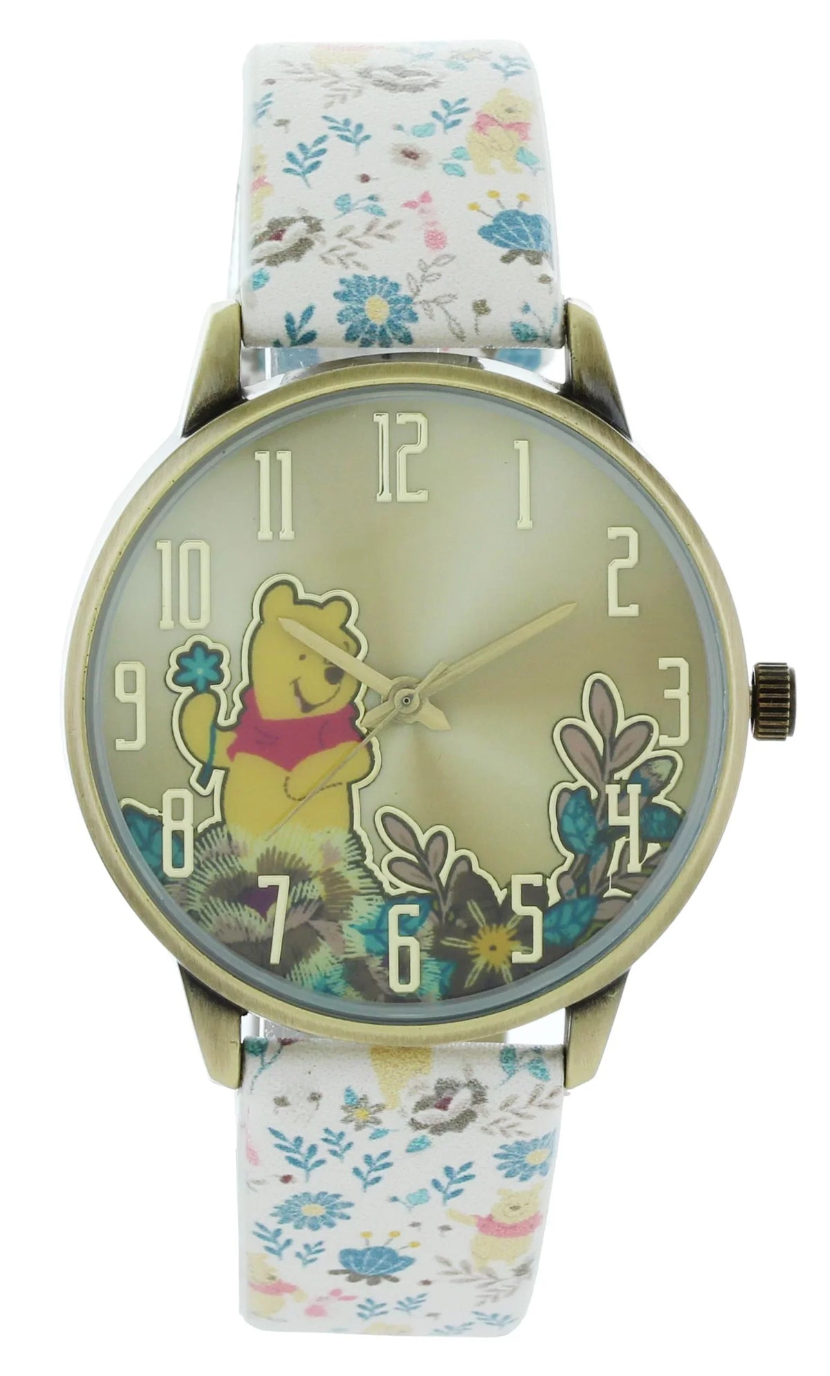 Cute Classic look Disney Winnie The Pooh Printed Band Watch Enjoy Picking flower  WP5037-