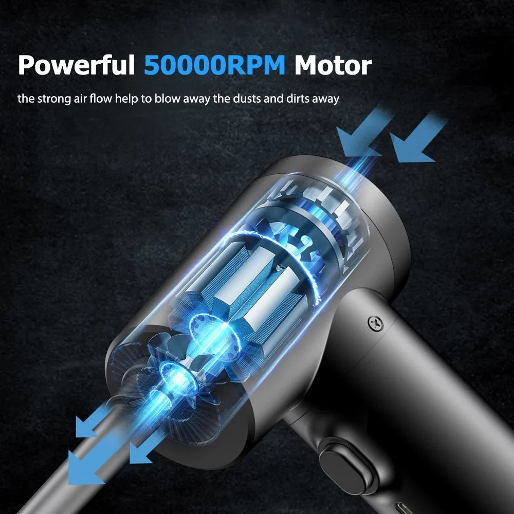 Multifunctional Cordless Electric Air Duster & Air Pump 2-In-1 Dust Blowing Device With Led Light Powerful 50000Rpm 100W Rechargeable Dust Blower Air Pump For Inflatable Dust Remover Dust Cl