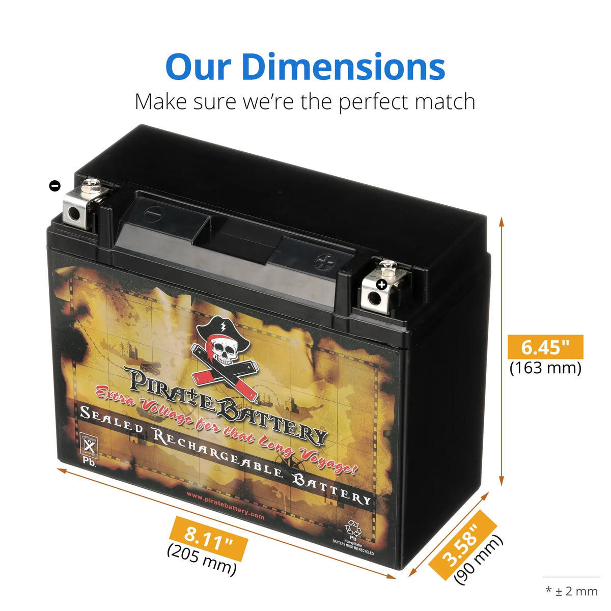 Pirate Battery Y50-N18L-A3 (50-N18L-A3 12 Volt,20 Ah, 260 ) Power Sports Battery replaces Gtx18l-bs M6250h 44006