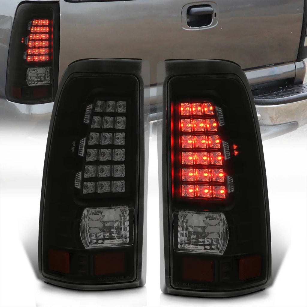 Distributors Smoked Lens Black Housing  Tail Lights Brake Stop Signal Driving Lamps Pair Compatible/Replacement For Chevy Silverado  Sierra Fleetside 1999 2000 2001 2002 2003 2004 2005 2006