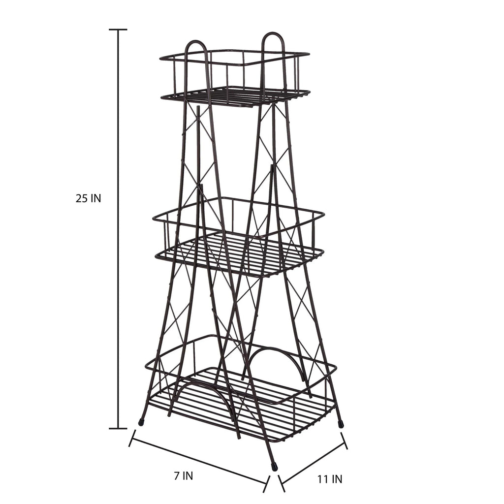 Paris Ville Des Lumieres Collection Eiffel Tower 3 Tier Spa Tower, 11"x 7"x 24.8" H