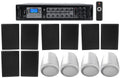 6-Zone Amp+4  White Pendant+8 Slim Black Wall Speakers 4 Restaurant/Bar/Cafe
