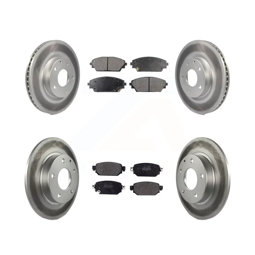Transit Auto - Front Rear Coated Disc Brake Rotors And Semi-Metallic Pads Kit For 2019-2021 Mazda -3  -101816