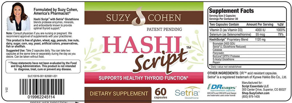 HashiScript Thyroid and Immune Support Formula with Catalase and Glutathione - by Suzy Cohen