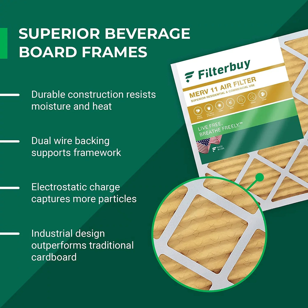 Filterbuy 25x25x1  11 Pleated   Furnace Air Filters (4-Pack)
