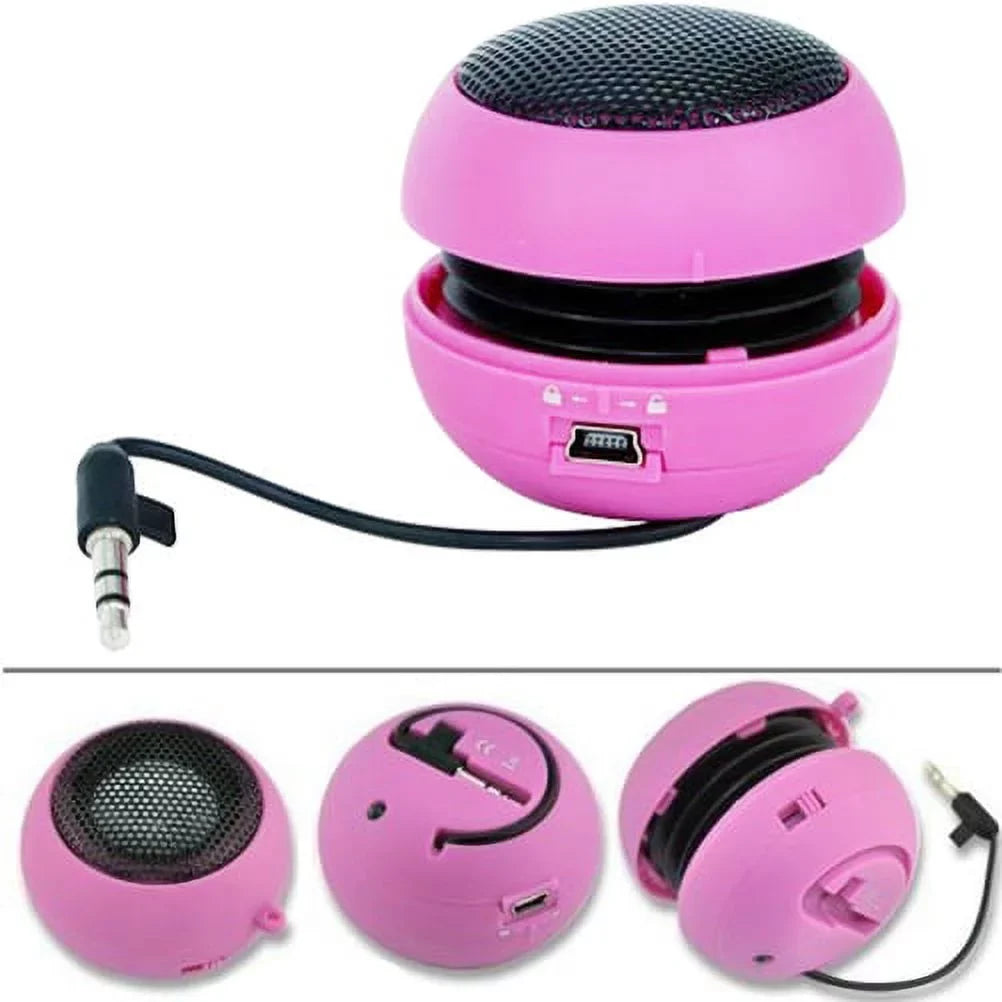 Wired Portable Loud Speaker Pink Multimedia Audio System Rechargeable Compatible With Alcatel Onyx -  V50 ThinQ 5G, G8 ThinQ - Motorola Moto G7 Power Play - Nokia 3.1 Plus